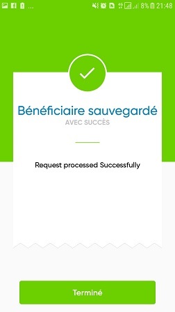 Étape 8 — Bénéficiaire enregistré
