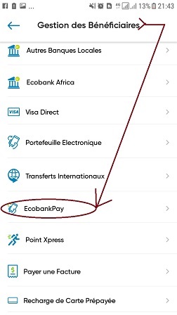 Étape 4 — Choisir EcobankPay