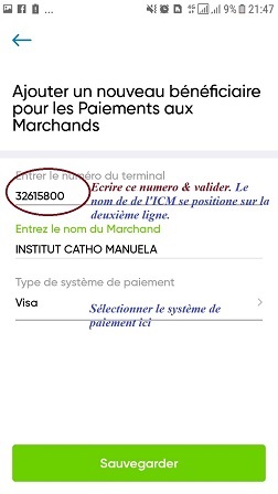 Étape 6 — Saisir les informations de l’école